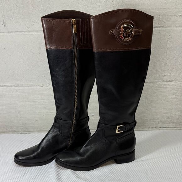 Michael Kors Stockard Black and Brown Over the Knee Boots Size 8 - Picture 1 of 14